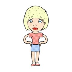 comic cartoon worried woman N4