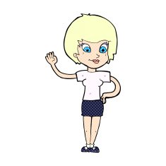 comic cartoon woman waving N15