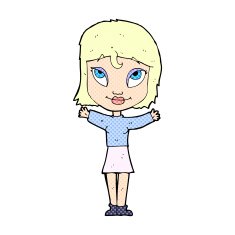 comic cartoon woman with open arms N5