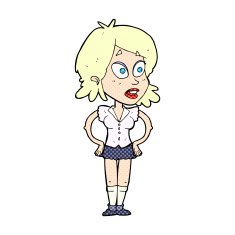comic cartoon woman with hands on hips N10
