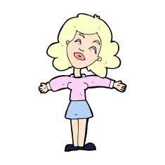 comic cartoon woman with open arms N6