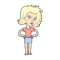 comic cartoon woman with hands on hips N11