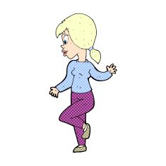 comic cartoon woman waving N17