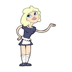 comic cartoon waitress serving