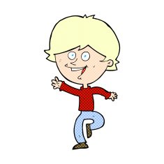 comic cartoon happy waving boy N2