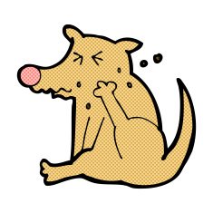 comic cartoon dog scratching