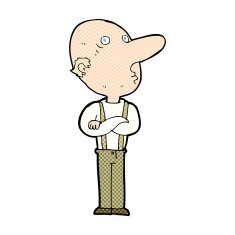 comic cartoon old man with folded arms