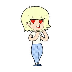 comic cartoon woman in love