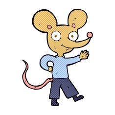comic cartoon waving mouse