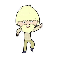 comic cartoon bearded man pointing and laughing