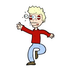 comic cartoon terrified man with eyes popping out