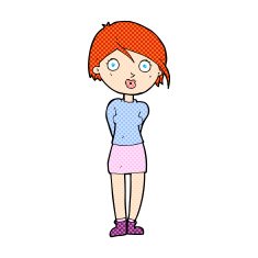 comic cartoon surprised girl N2