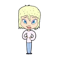 comic cartoon satisfied woman