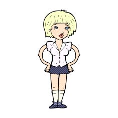 comic cartoon woman with hands on hips N13