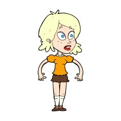 comic cartoon surprised woman N13