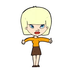 comic cartoon woman giving thumbs up symbol N7