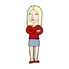 comic cartoon woman with folded arms N2