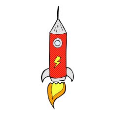 comic cartoon space rocket N4