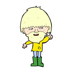 comic cartoon hippie man in wellington boots