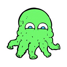 comic cartoon alien squid face N2