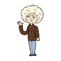 comic cartoon annoyed old woman waving