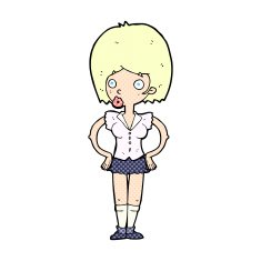 comic cartoon woman with hands on hips N15