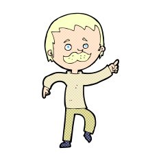comic cartoon man with mustache pointing N3
