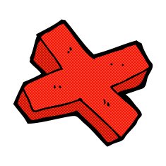 comic cartoon negative cross symbol