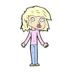 comic cartoon girl shrugging shoulders N3