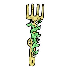 comic cartoon ornate wooden fork