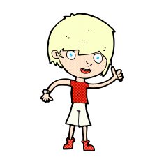 comic cartoon boy with positive attitude
