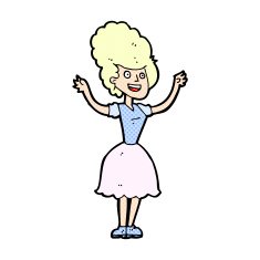 comic cartoon happy 1950's woman
