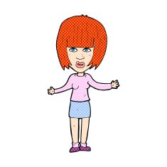 comic cartoon woman shrugging shoulders N34