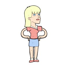 comic cartoon woman with hands on hips N16