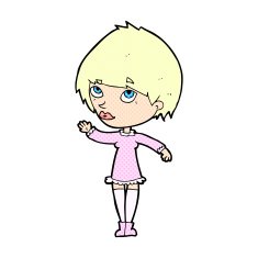 comic cartoon woman waving N21