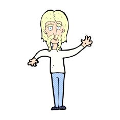 comic cartoon waving man with mustache