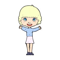 comic cartoon woman waving N22