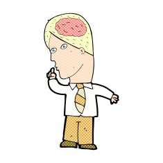 comic cartoon businessman with huge brain