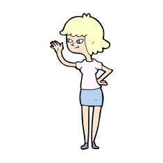 comic cartoon friendly girl waving