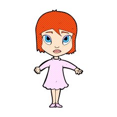comic cartoon girl in dress