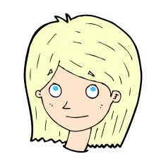 comic cartoon happy female face N13
