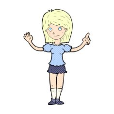 comic cartoon woman explaining idea
