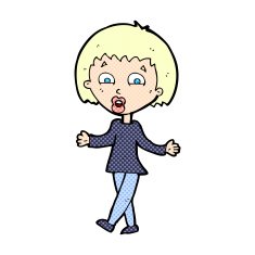 comic cartoon woman shrugging shoulders N36