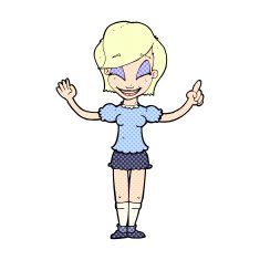 comic cartoon pretty girl with idea
