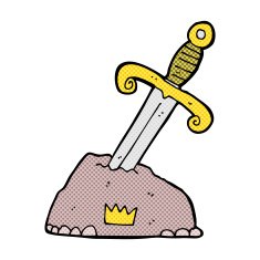 comic cartoon sword in stone