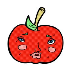 comic cartoon apple with face N2