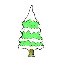 comic cartoon snowy tree