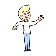 comic cartoon man waving N2