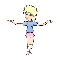 comic cartoon woman shrugging shoulders N37
