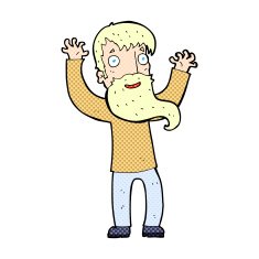 comic cartoon excited man with beard